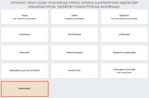 Kuvakaappaus Pirten verkkoajanvarauksestayksityisasiakkaana, jossa on valittuna rokotuskäynti.