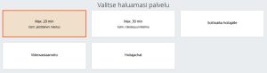 Kuvakaappaus Pirten verkkoajanvarauksesta, jossa on valittuna hoitajan aika max. 20 min.