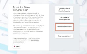 Varataksesi valinnanvapauskokeiluun sisältyvän käynnin, valitse kohta "Valinnanvapauskokeilu" Pirten verkkoajanvarauksen etusivulta.